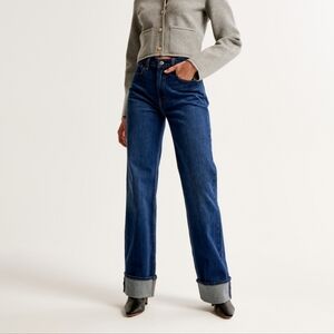 Abercrombie & Fitch High Rise 90s Relaxed Jean Cuffed 28